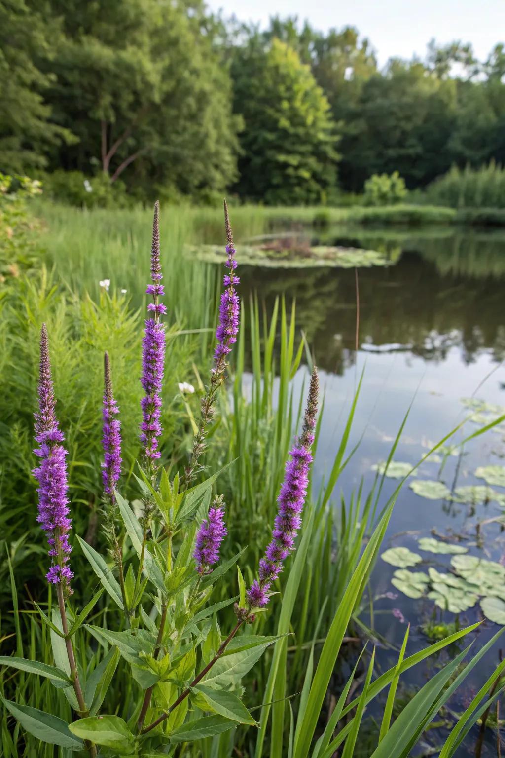 Spiked water plants inject height and vibrant color into your pond.