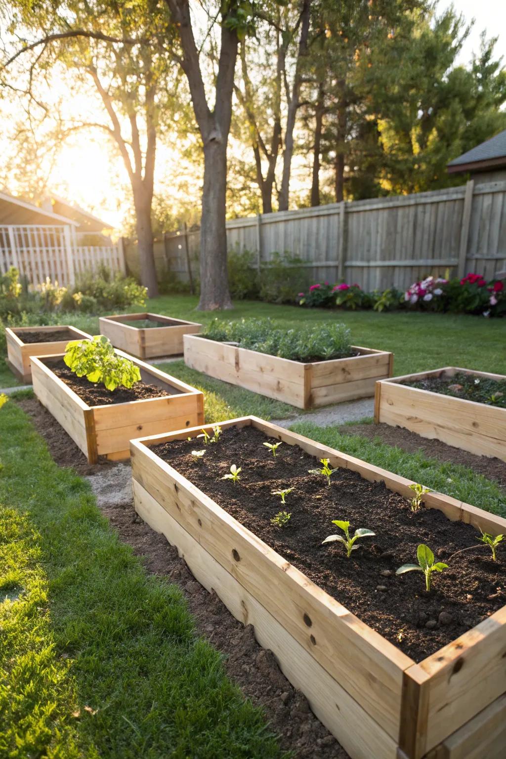 Pale wood provides an economical solution for launching your garden journey.