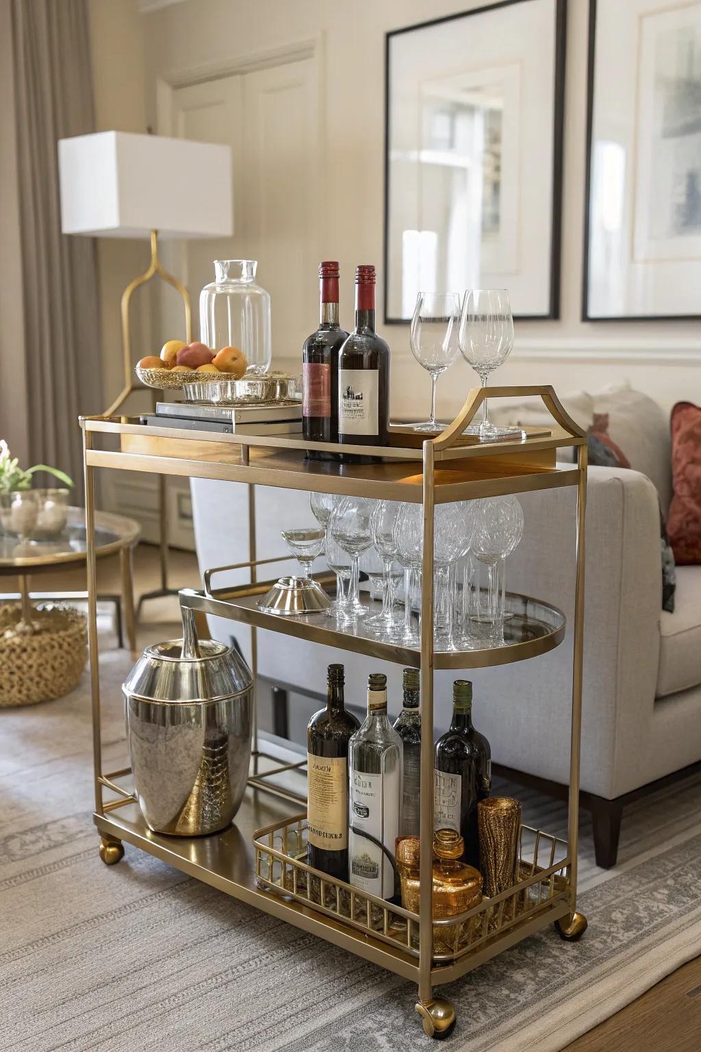 Keep the celebration going with a complete beverage trolley.