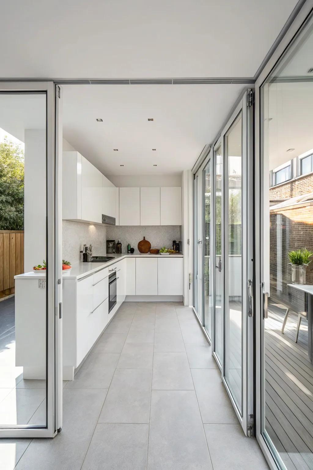 Achieve minimalist elegance with aluminum-framed bifold doors.