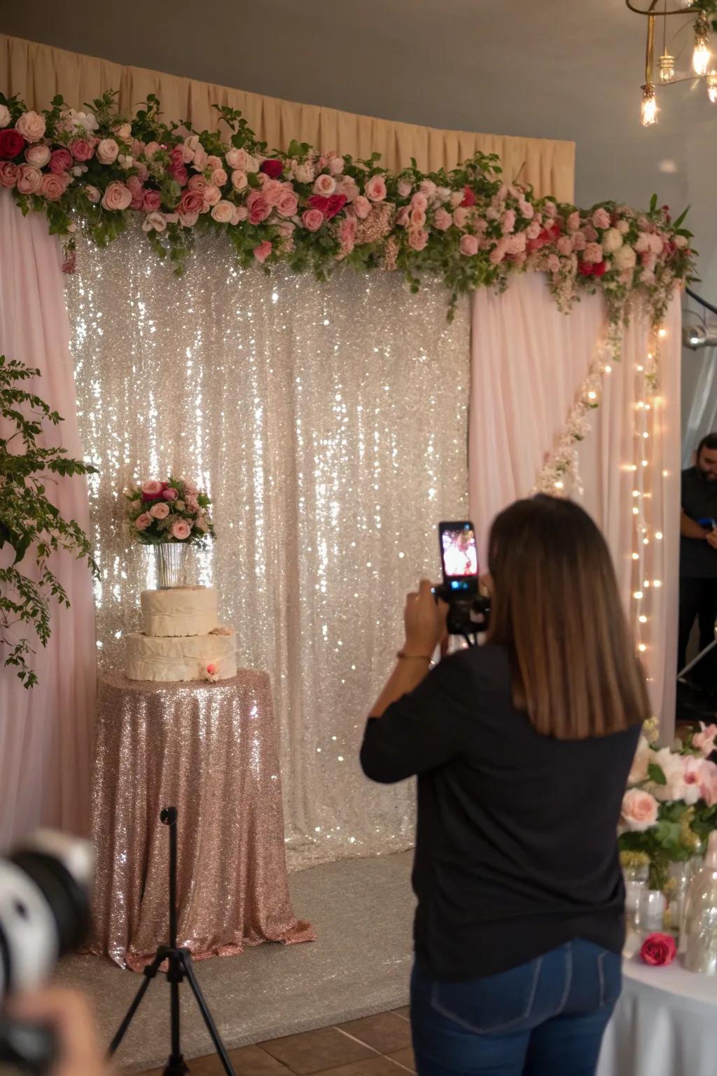 A gorgeous sparkle and botanical backdrop ideal for party images.
