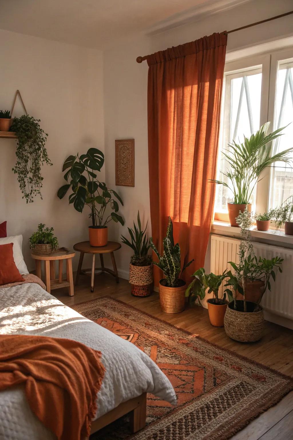 Greenery enhancing the sunset hues theme.