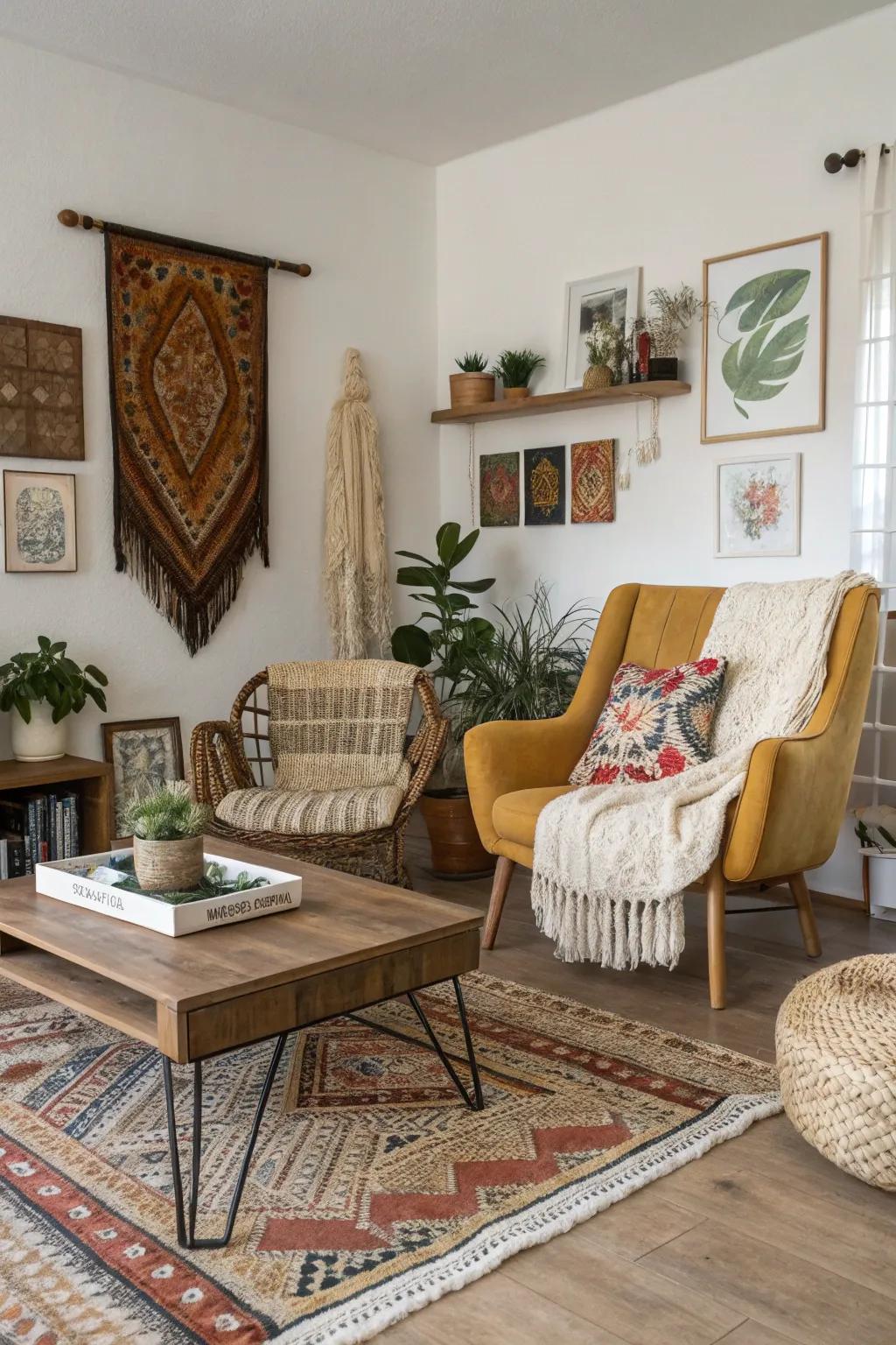 Various furniture creates a room full of personality and charm.