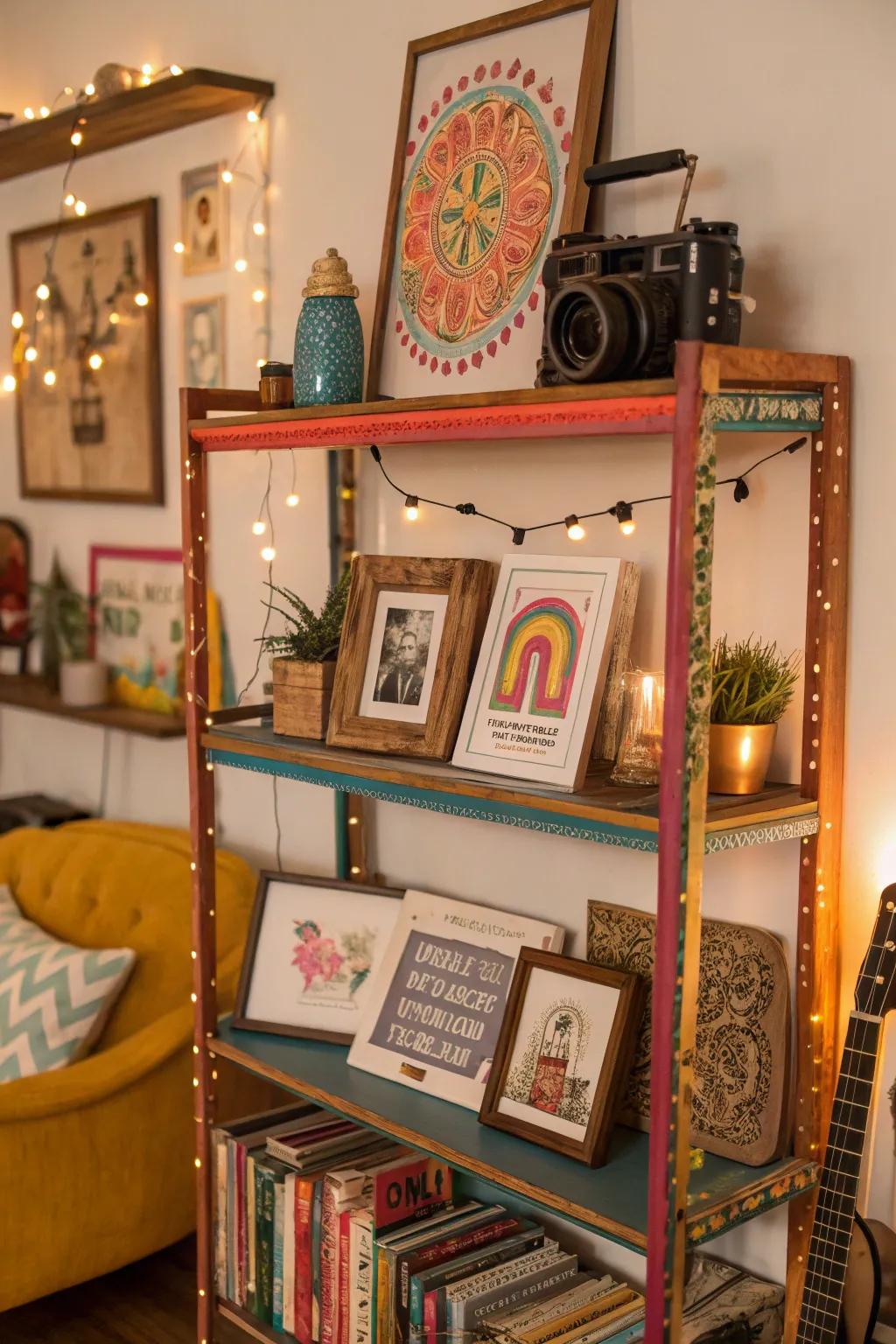 Mix art styles for an eclectic boho feel.