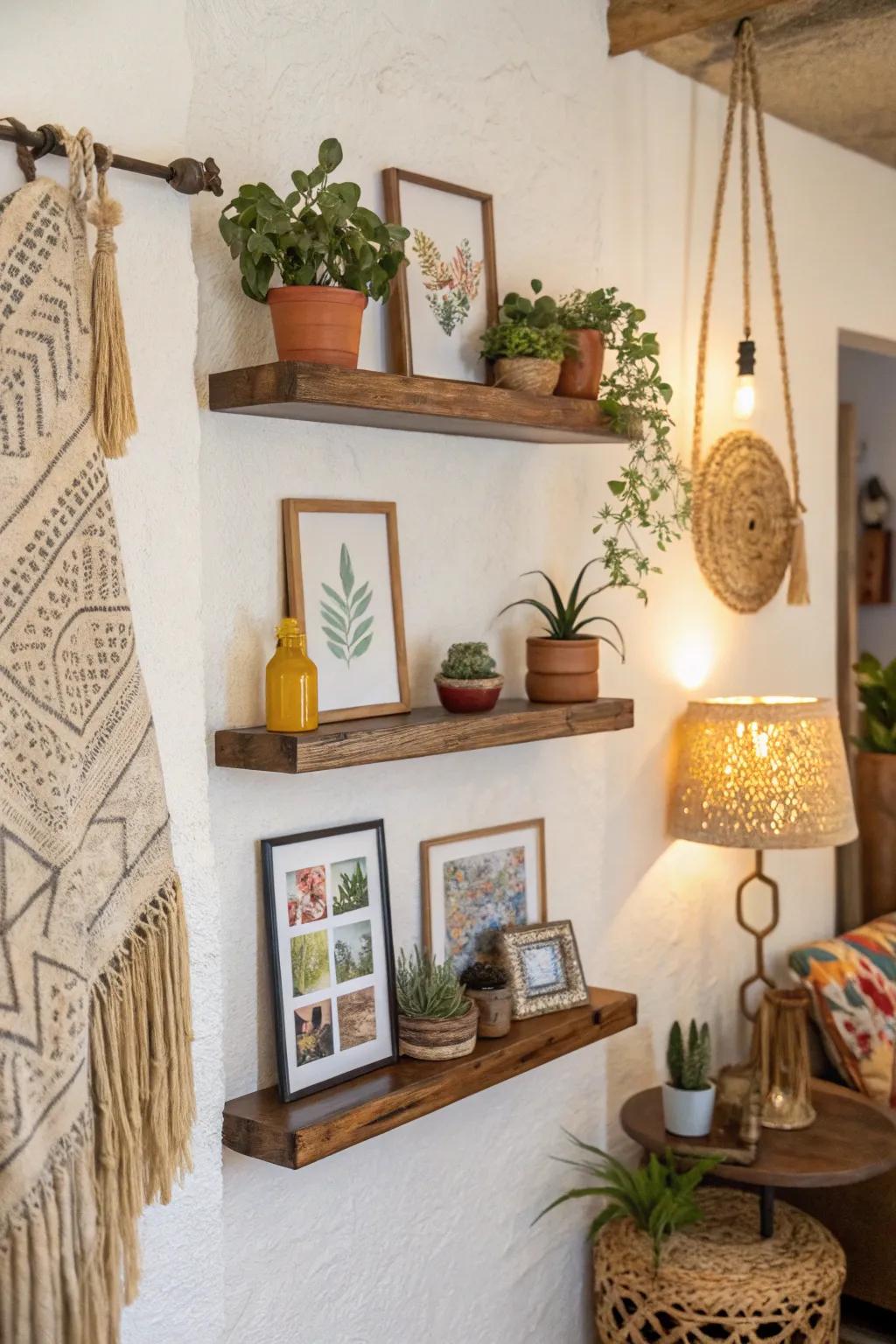 Elevated platforms contribute sophistication and functionality to any bare wall.