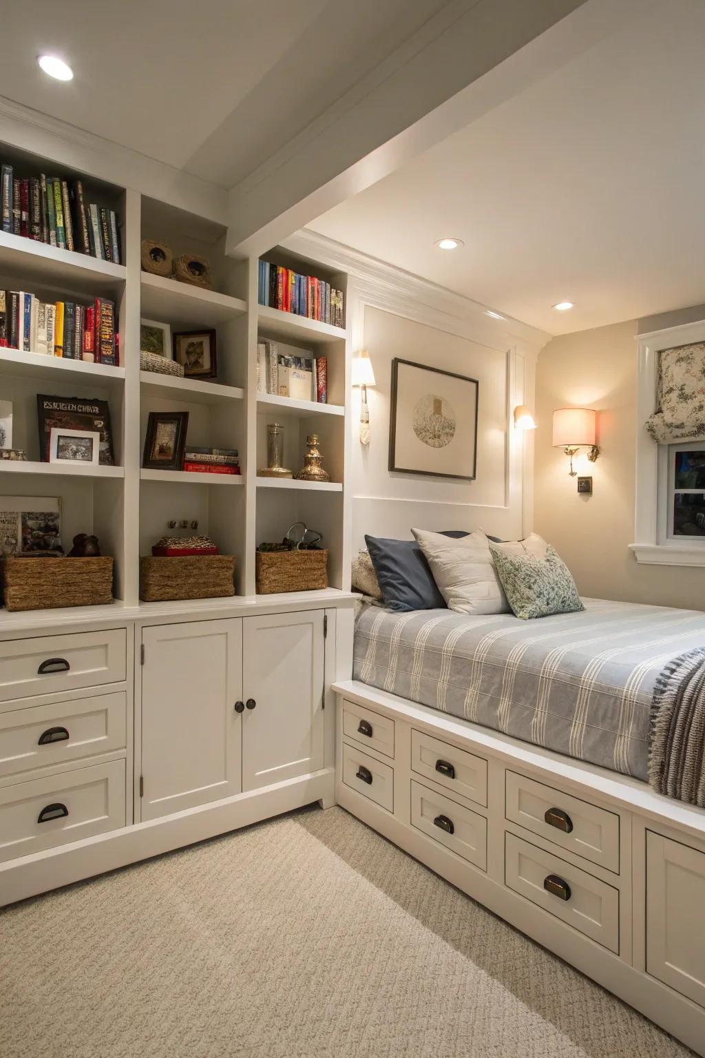 Smart storage solutions ensure a tidy and functional space.