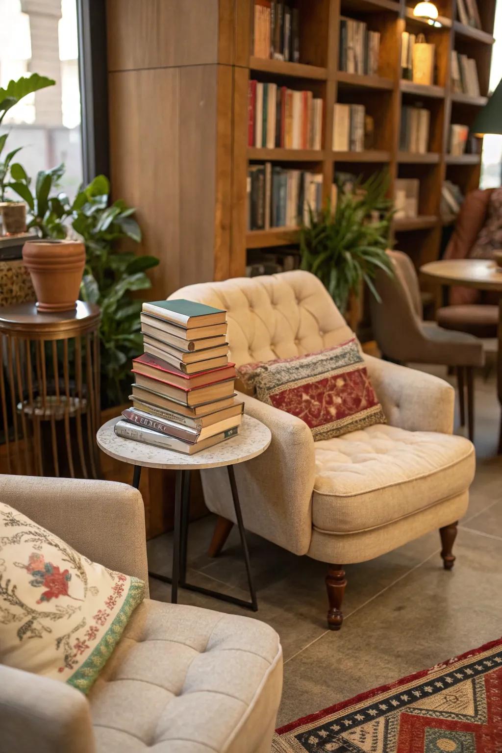 A cozy nook inviting guests to dive into their favorite books.