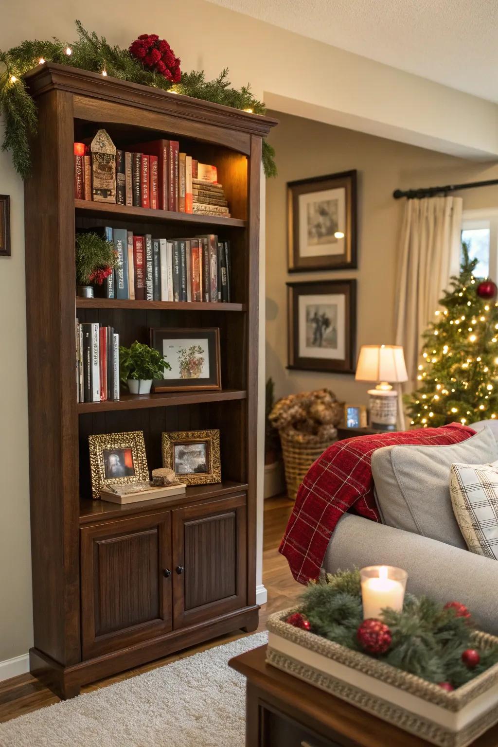 Incorporate your bookcase into the family room to create an inviting atmosphere.