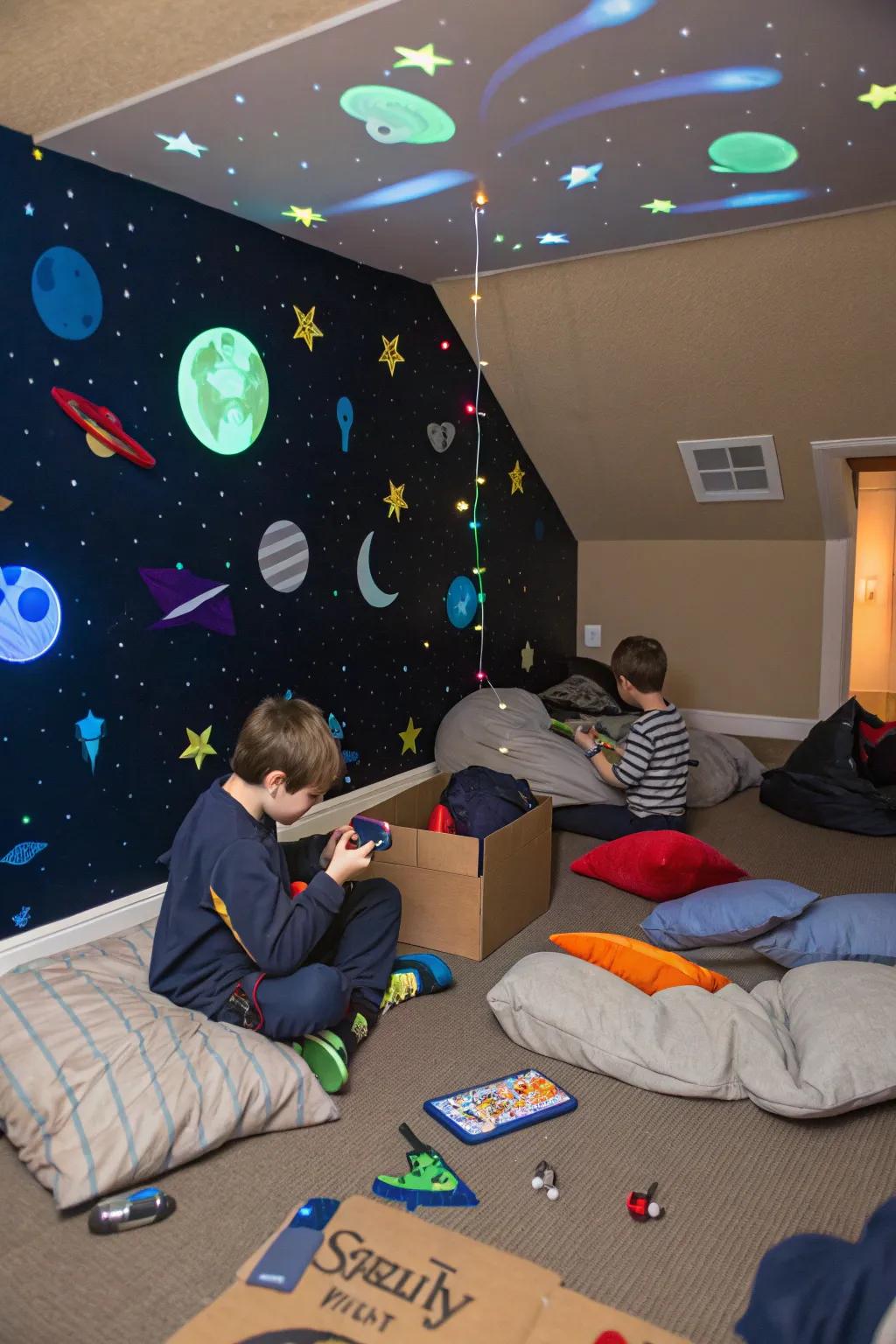 Use space-themed decorations to create a world of fun.