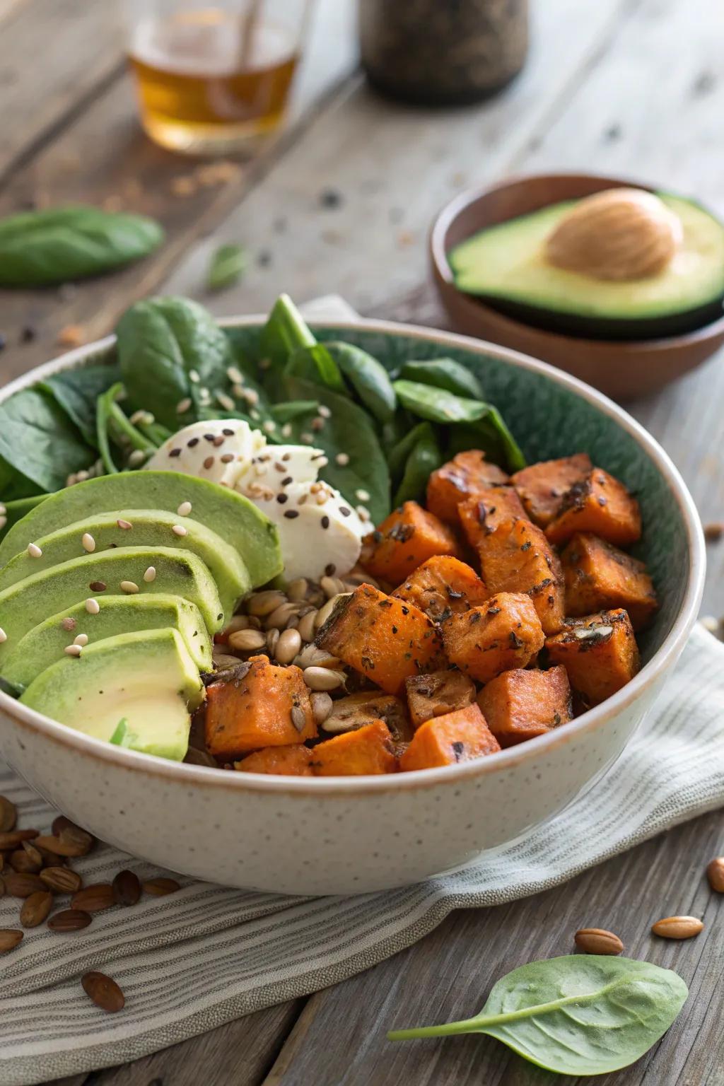 A nourishing sweet potato breakfast bowl to start your day.