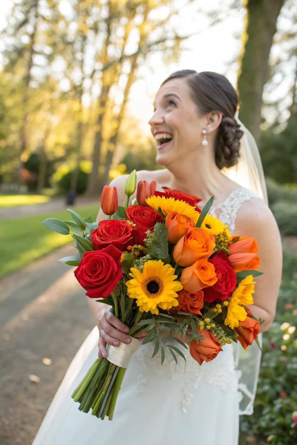 A vibrant and bold bouquet for brides who adore color.
