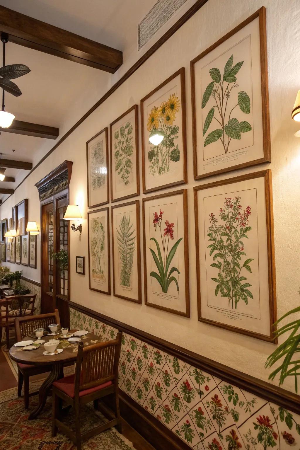 Plant based art fills the area with a natural touch.