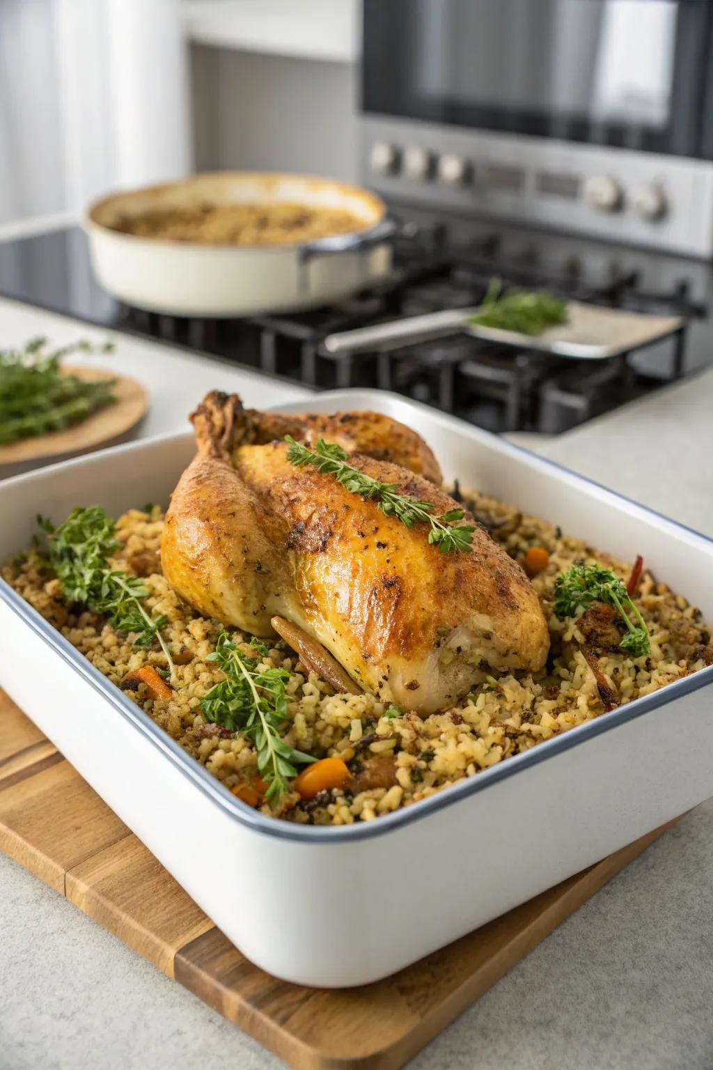 A flavorful chicken and rice bake, perfect for a wholesome family dinner.