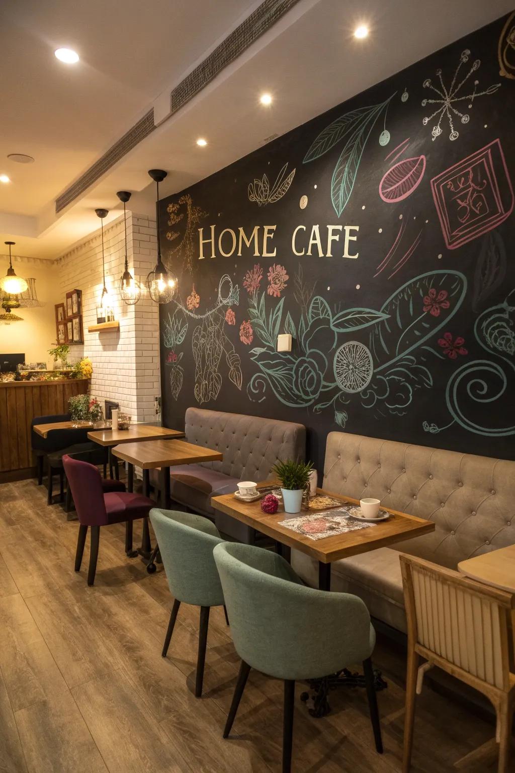 Chalkboard surfaces include imagination and appeal to your cafe nook.