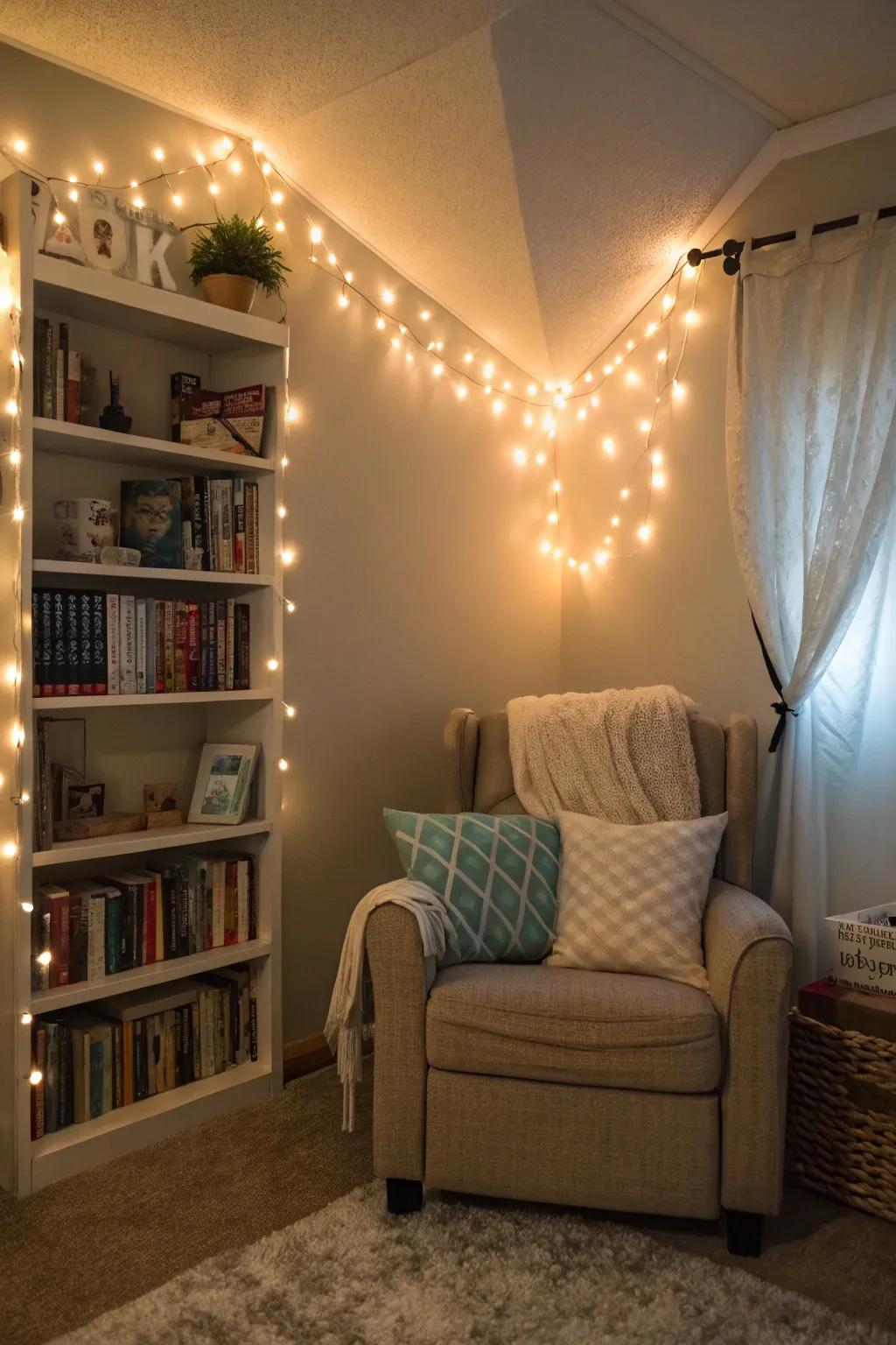 Set the perfect mood with gentle lighting in your calming corner.