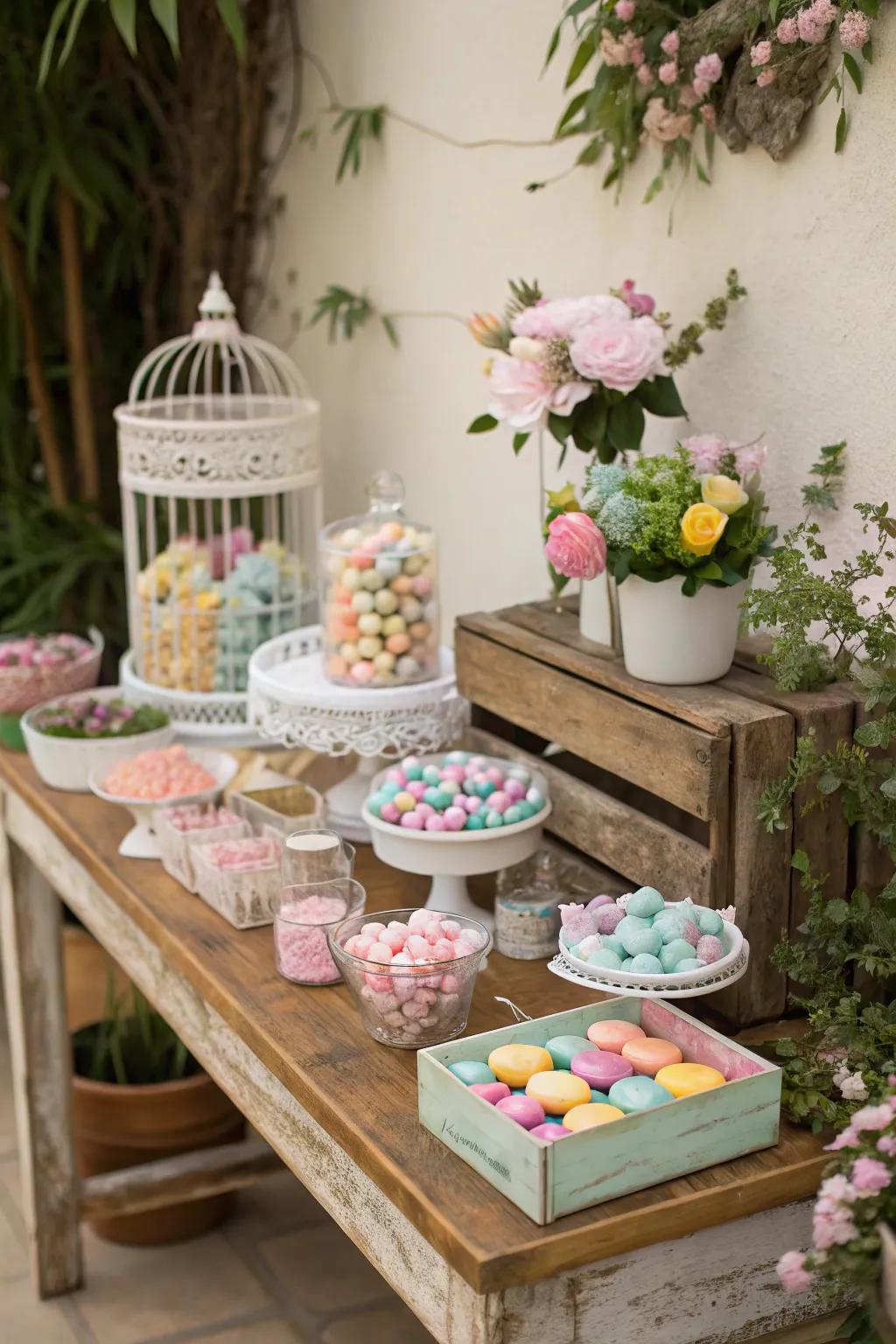 A garden-inspired sweets table that flourishes with charm and sweetness.
