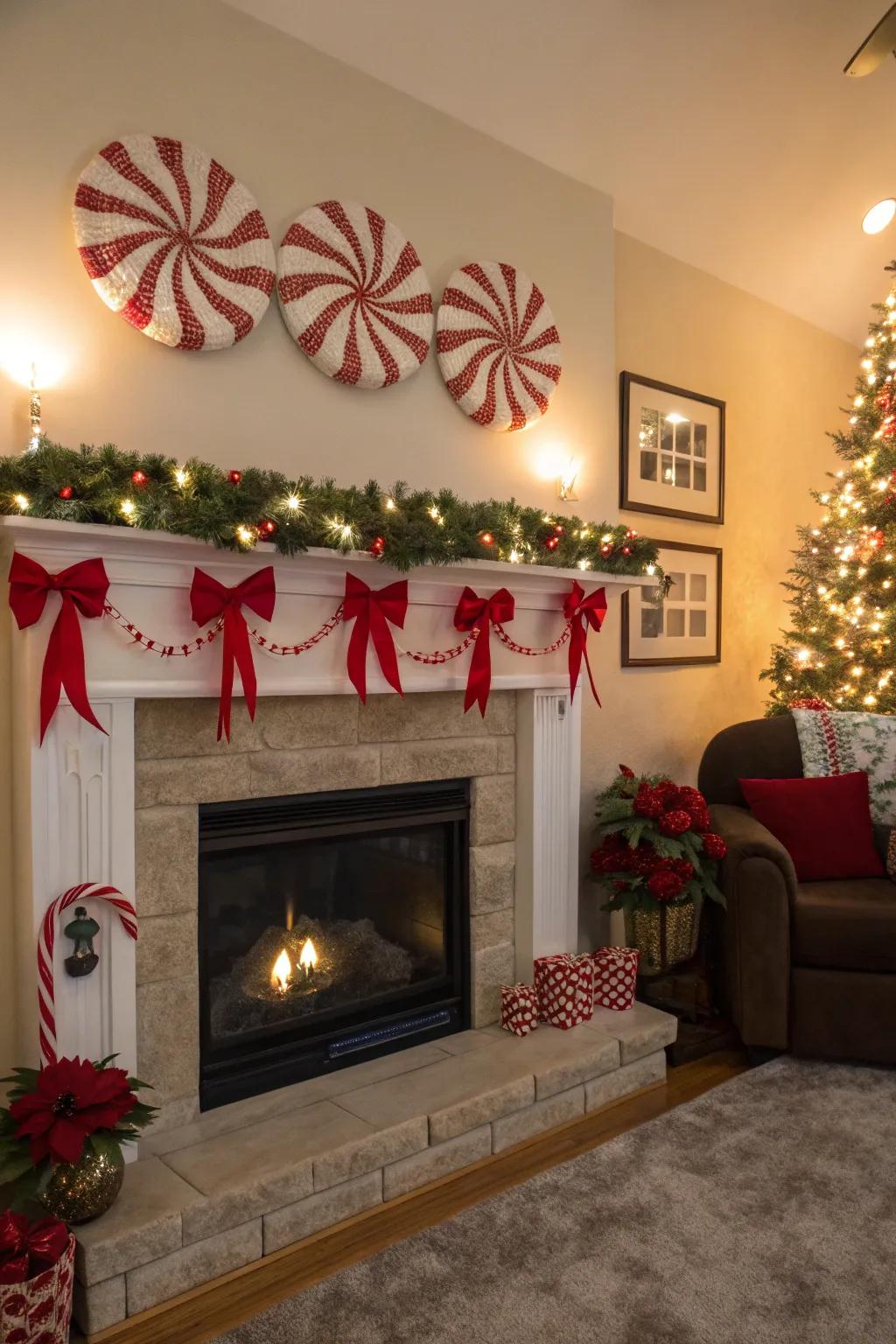 Add a sweet sentiment to your mantel with a mint strand.