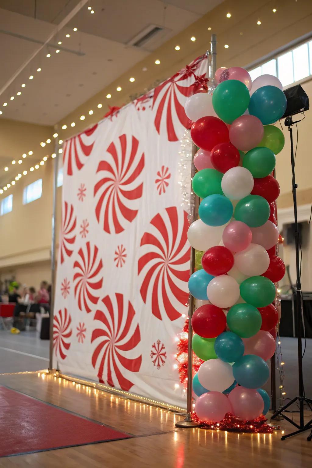 Capture memories with a peppermint swirl backdrop.