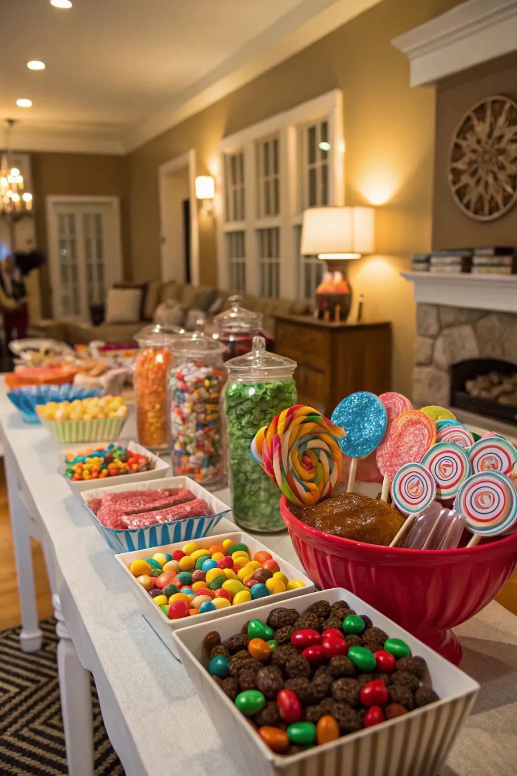 A treat table overflowing with a delicious variety of goodies