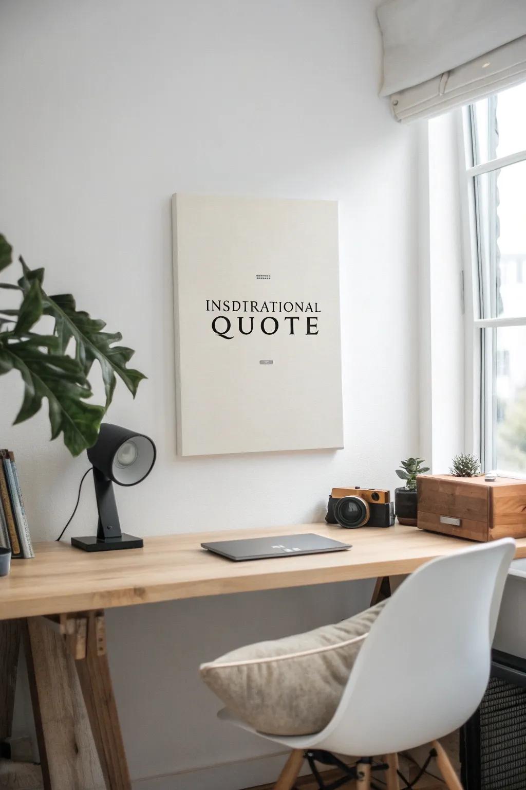 Inspirational quotes on canvas in a home office