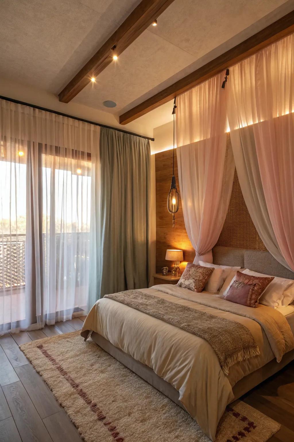 Layered curtains adding depth and versatility