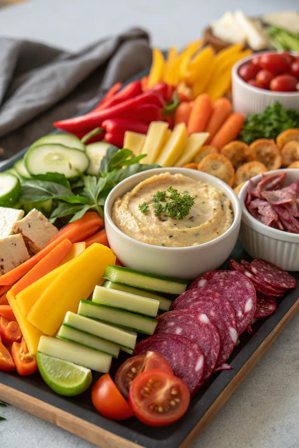 A bright veggie spin on the traditional board.