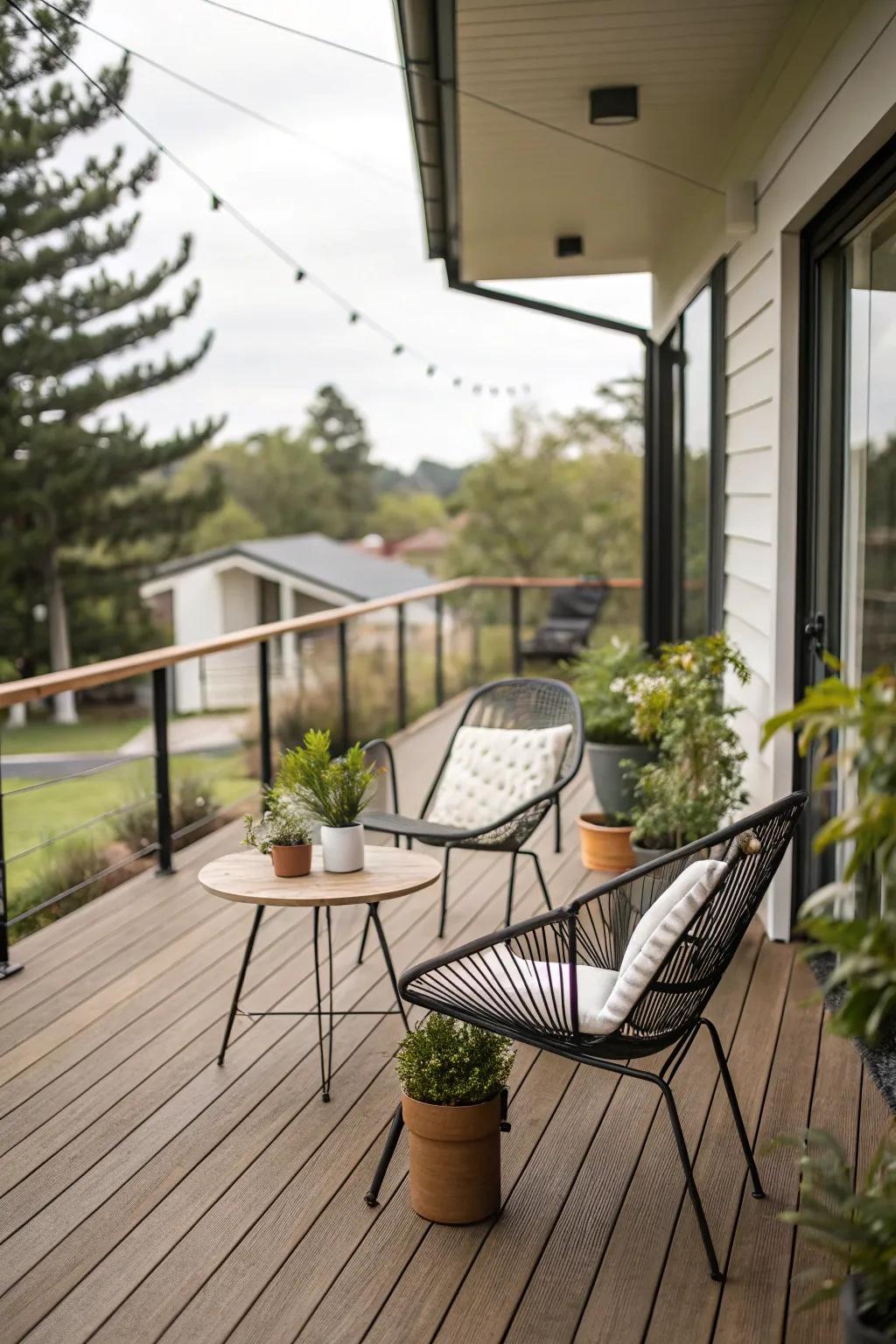 Classic wood decking for a timeless patio.