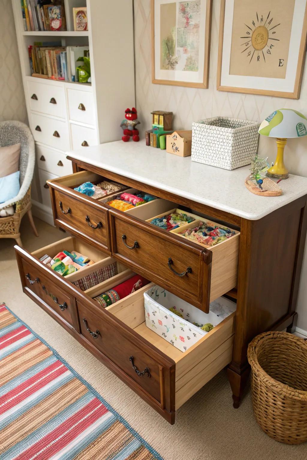 Change old furnishings for distinctive stowing solutions.