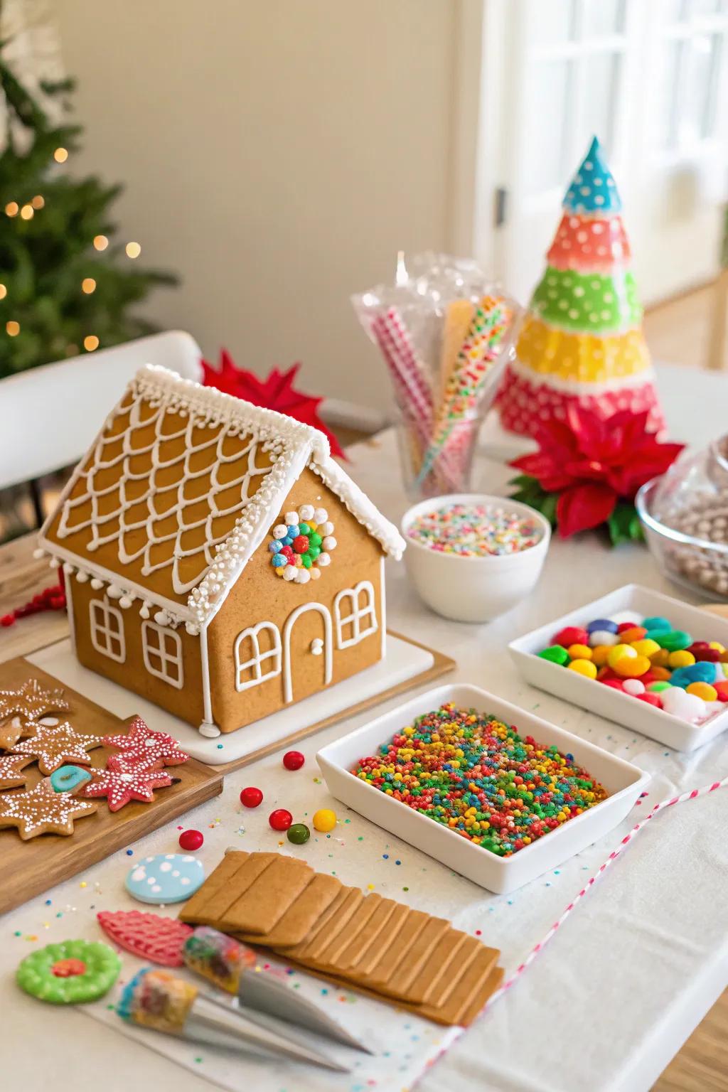 Motivate imaginative expression with a gingerbread chalet decorating station.