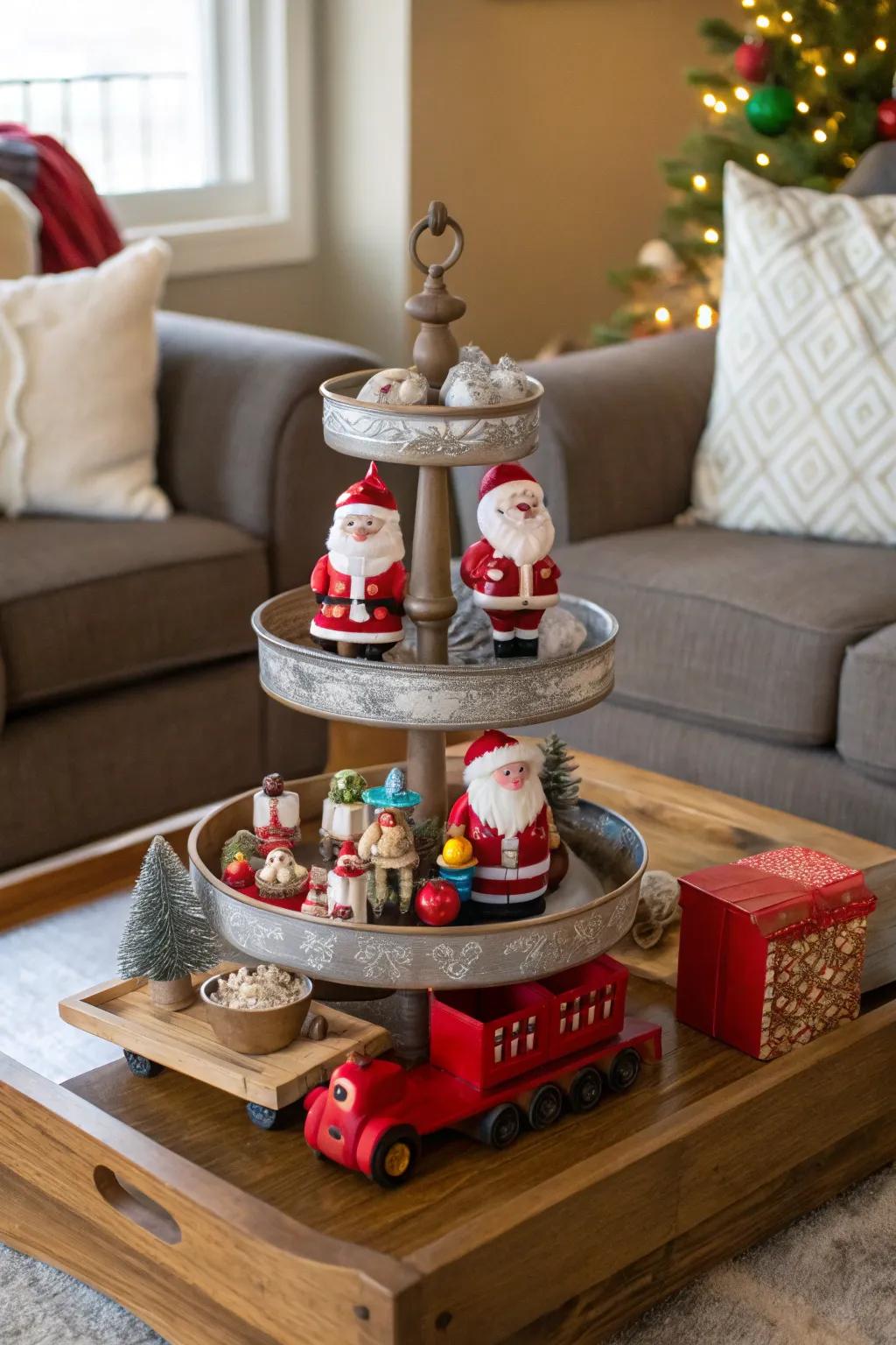 A festive display brings Santa’s workshop to life.
