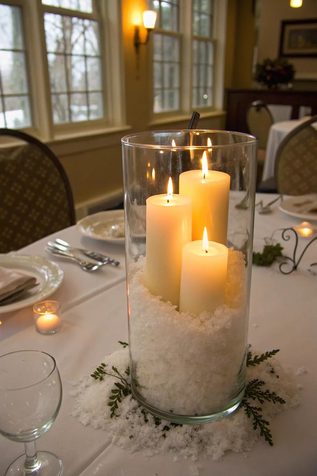 Cultivate a serene atmosphere with a candlelit vase.