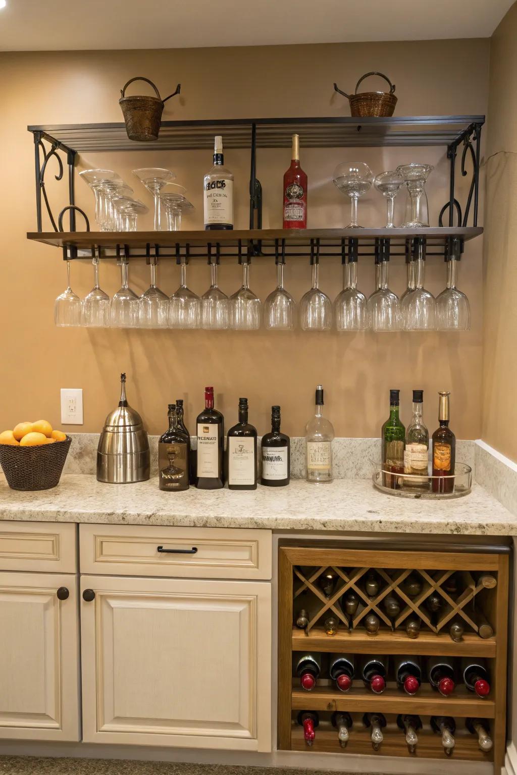 Wall-attached storage ensures essentials are always within easy reach.