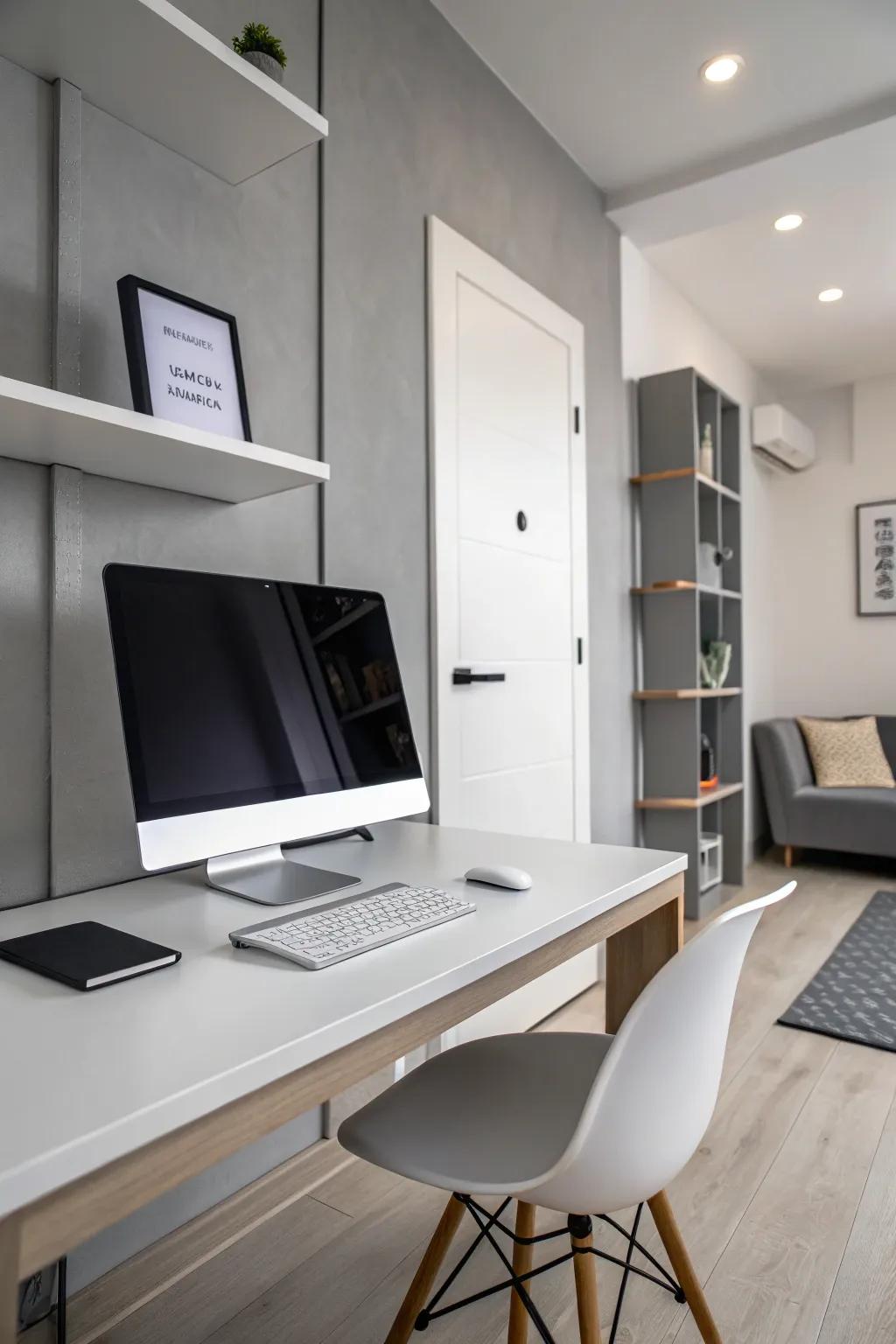 A minimalist computer area highlighting simplicity and order.