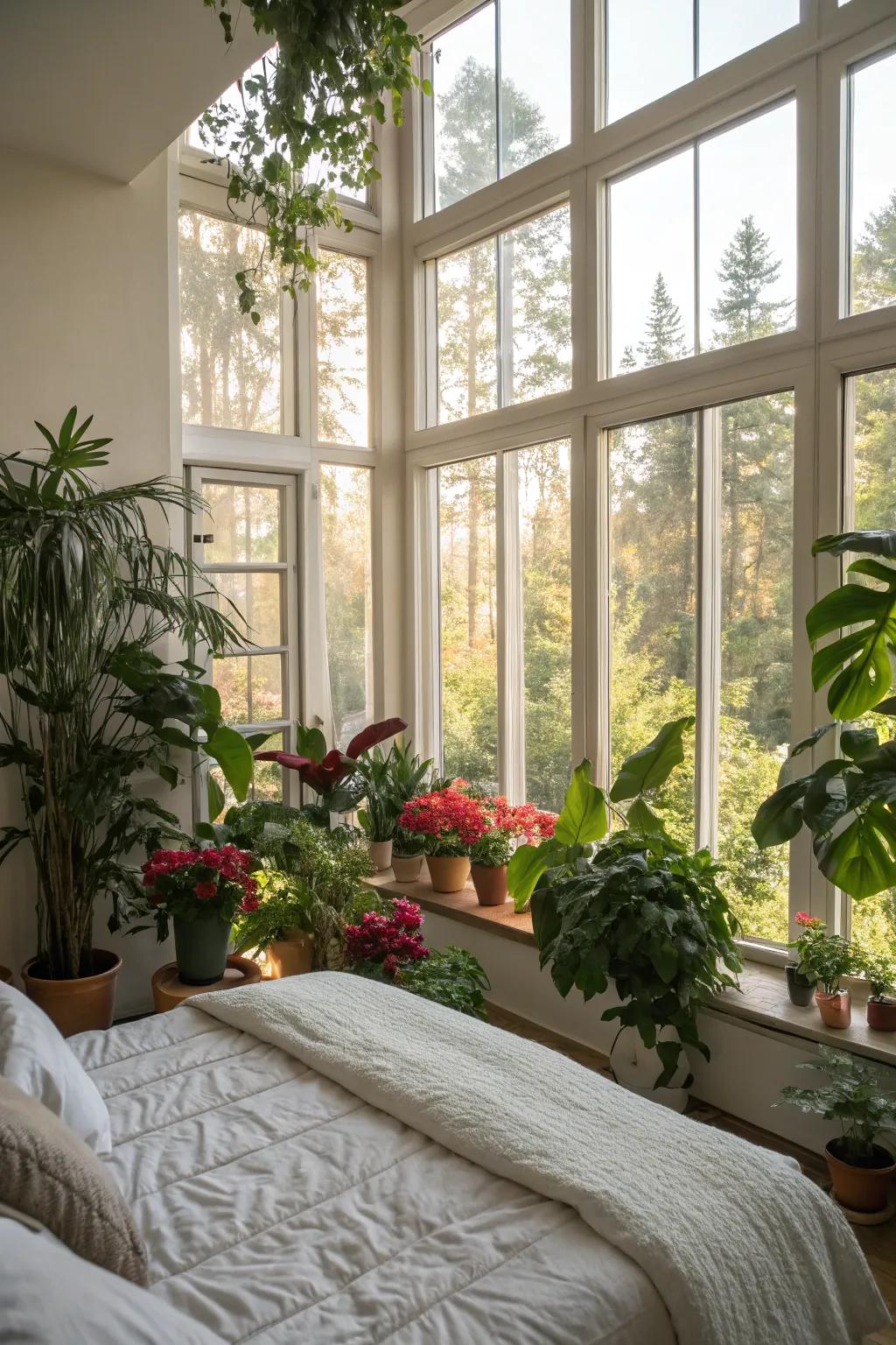 Nature-inspired details revitalize the bedroom with a fresh and peaceful vibe.