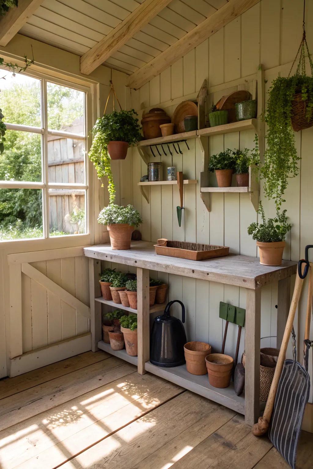A gardener's paradise with every essential element readily available.