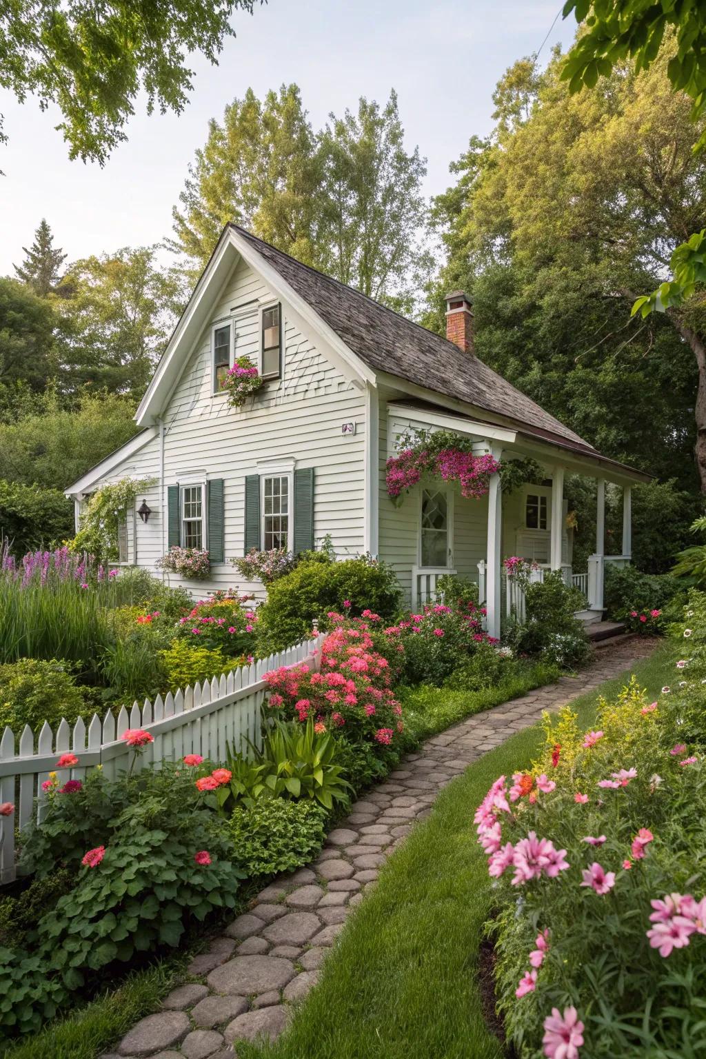 Timeless charm with clapboard and shingles.