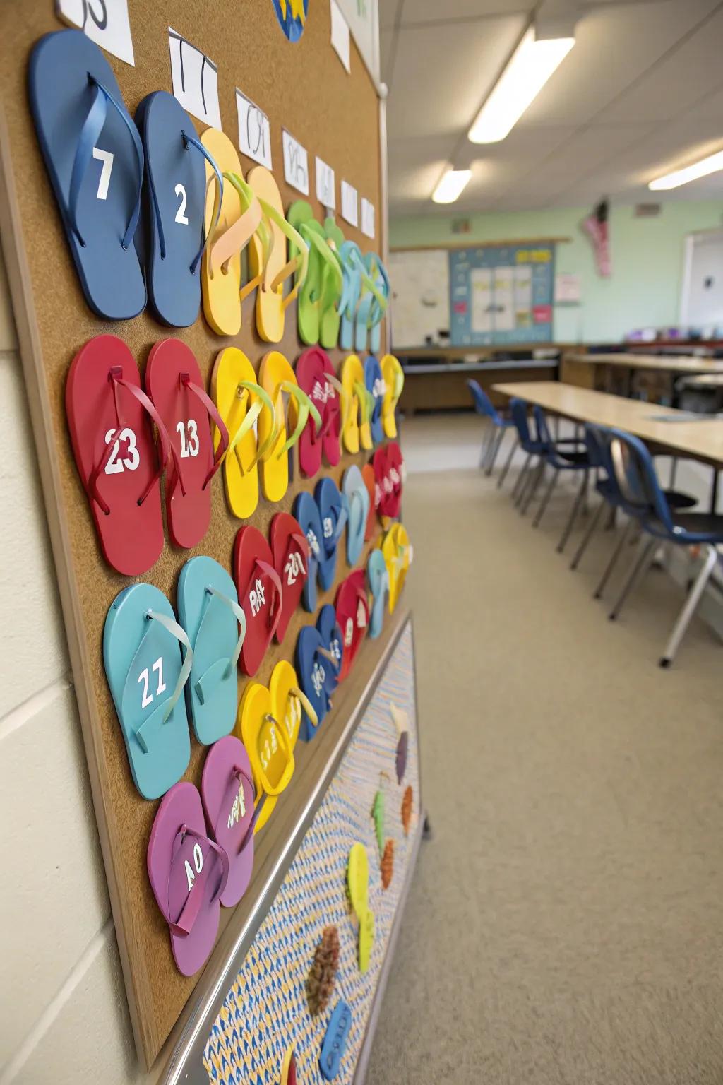 Flip-flops lighting the way to summer vacation.