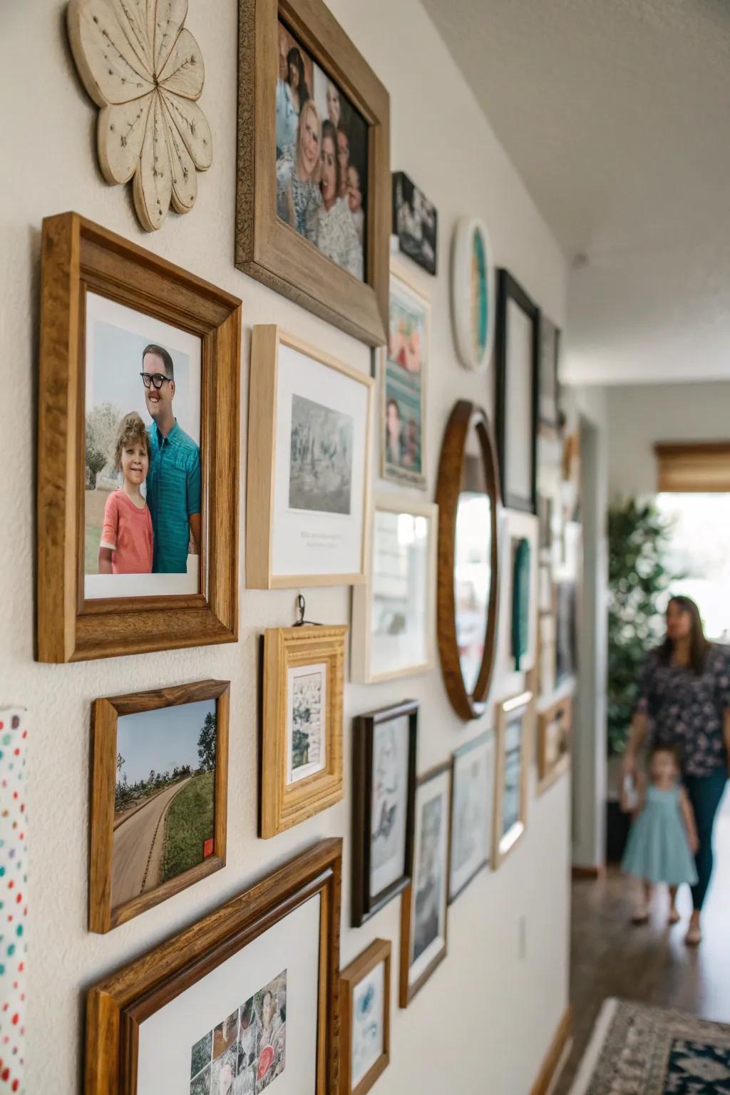 A curated display capturing memories and artistic expression.