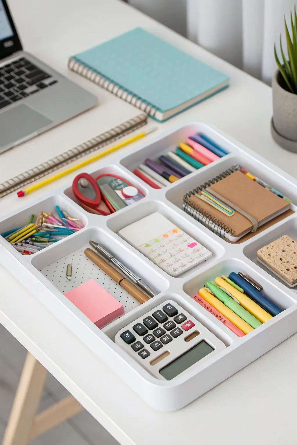 Ensure your essentials are neatly arranged using desk systems.