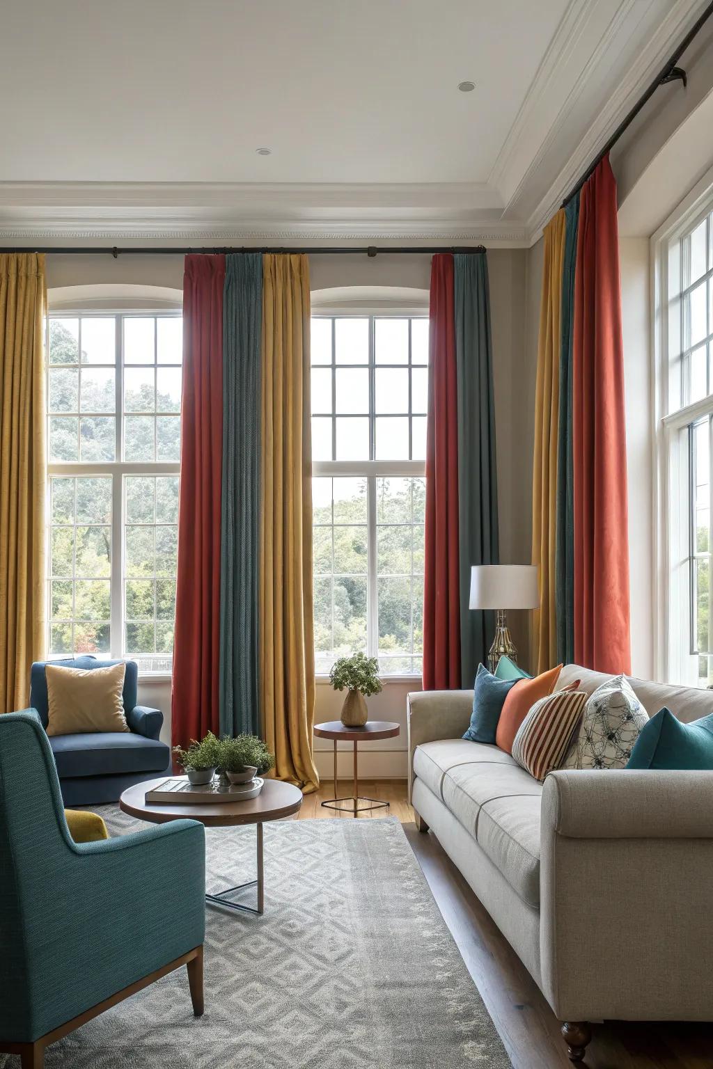 Color-coordinated curtains enhance the overall harmony of a room.