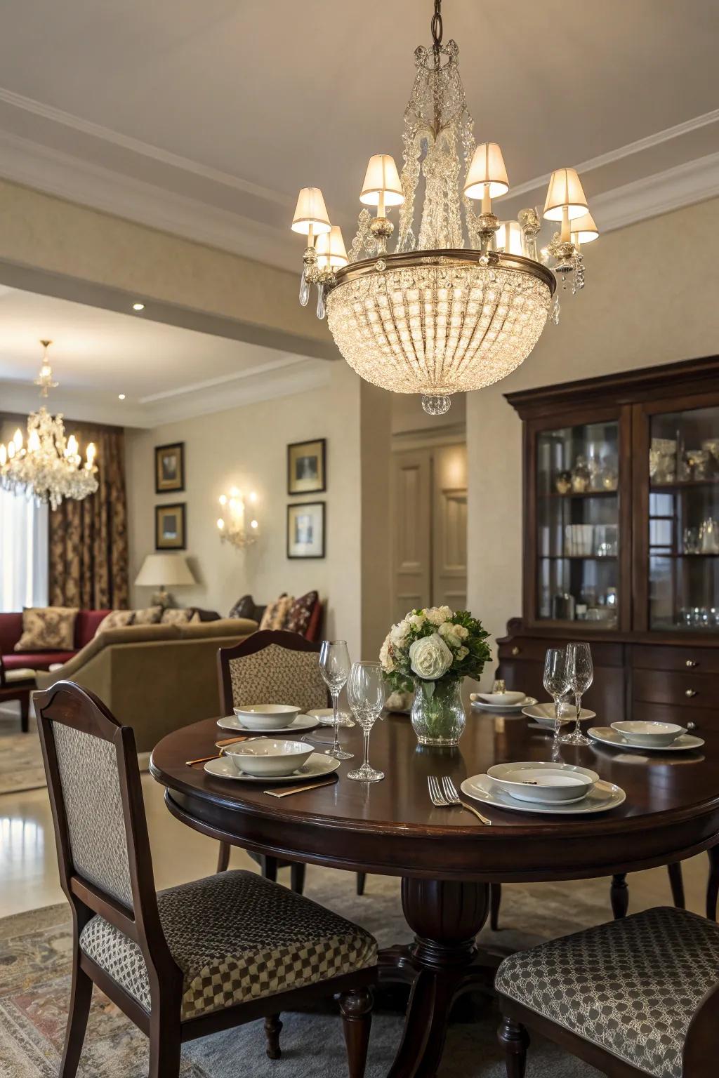 Lighting amplifies the refinement of deep-toned wood.