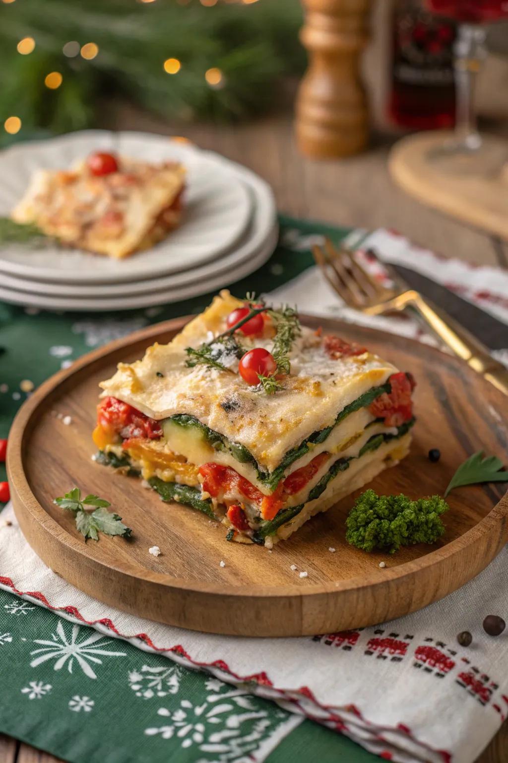 A comforting and hearty vegetarian lasagna for the holiday season.