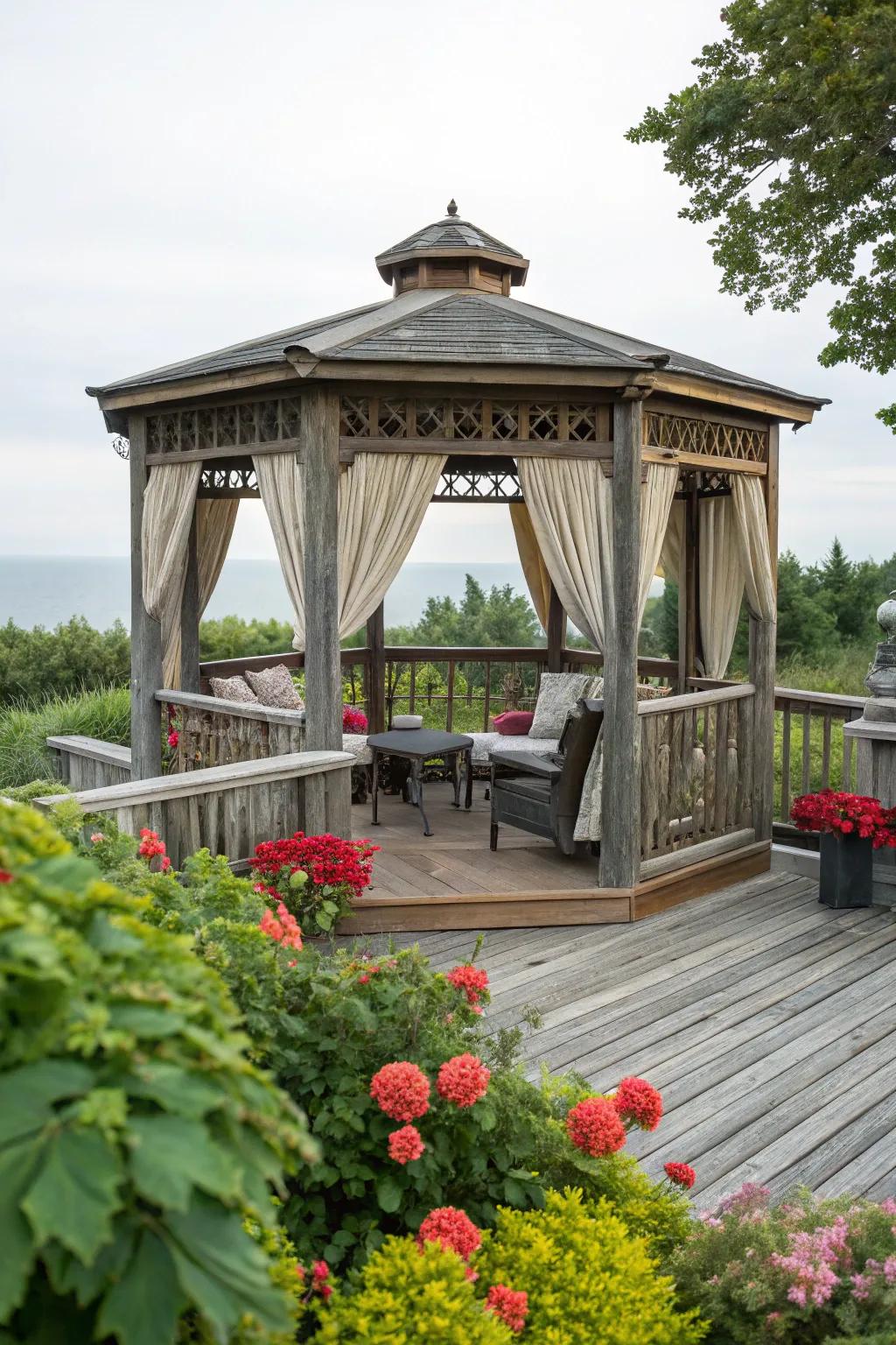 A gazebo adds style and protection to any deck.