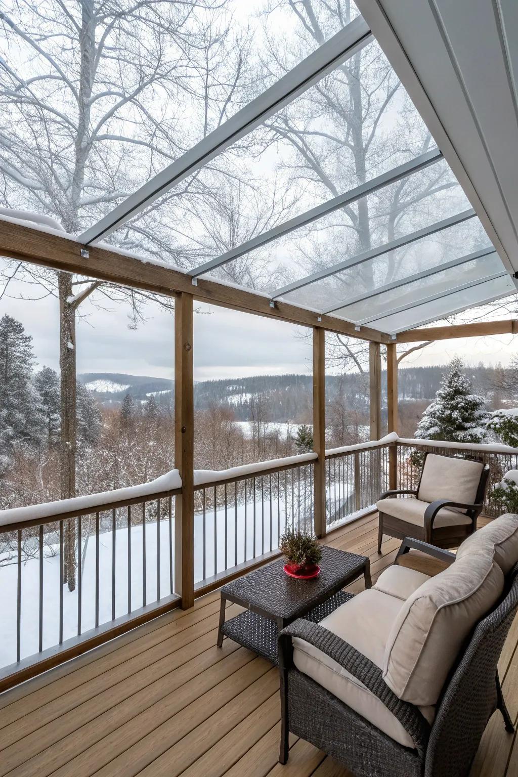Clear vinyl walls offer protection without compromising your view.