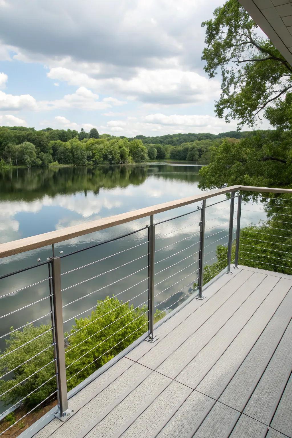 Cable railings present a polished and subtle visual.