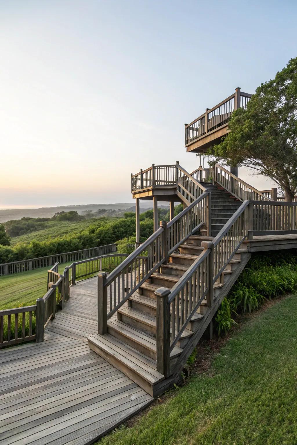 Craft layers of fun with multi-level deck steps.