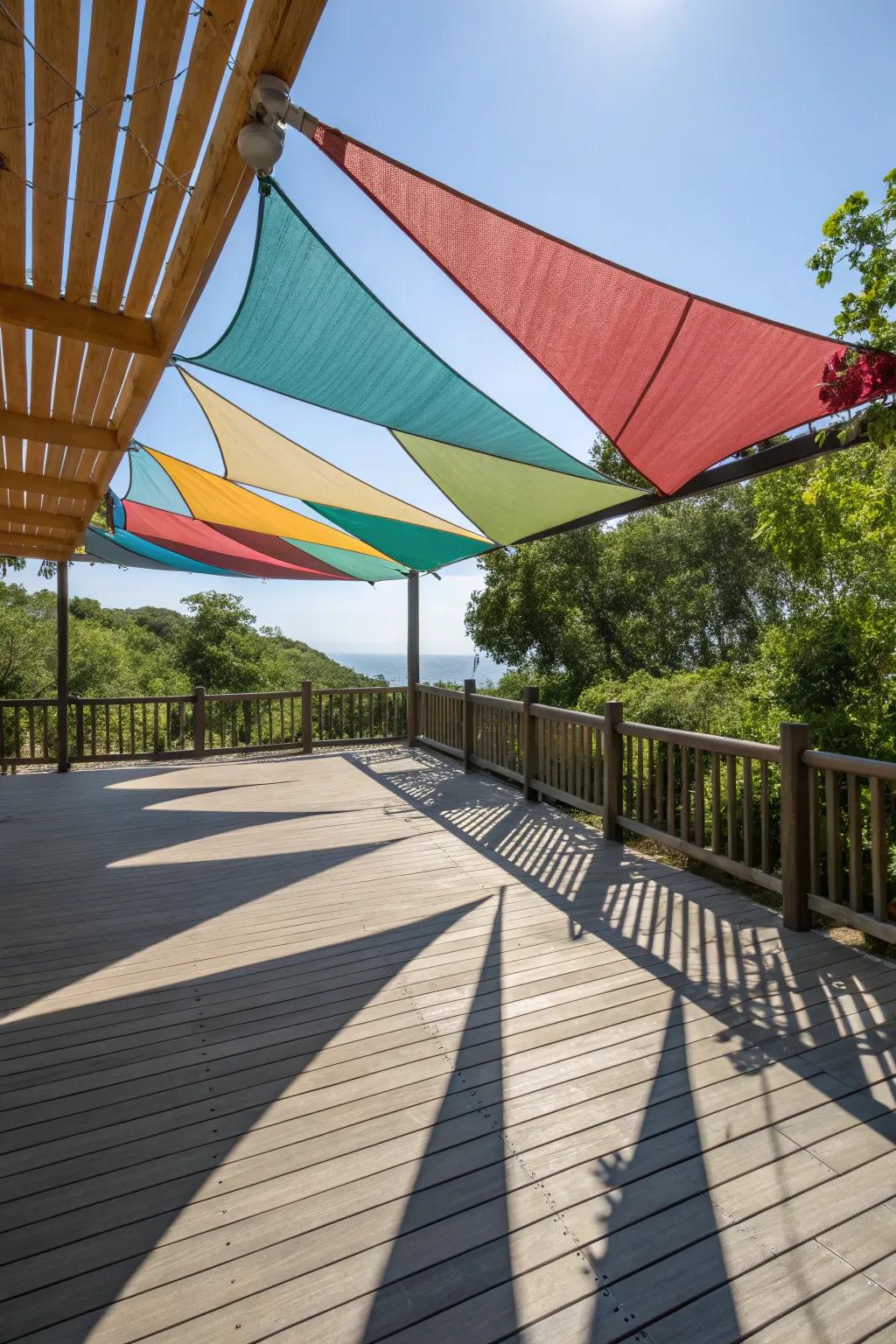 Shade sails introduce a burst of color and modern design to your outdoor environments.