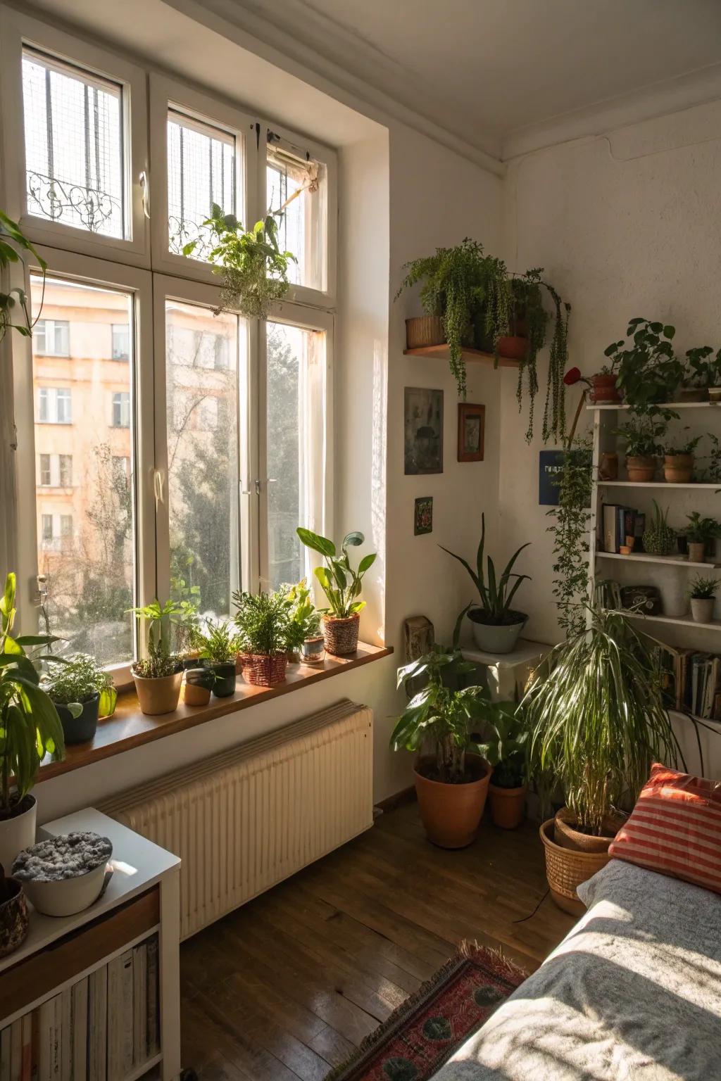 Plants add energy and a hint of nature to any small area.