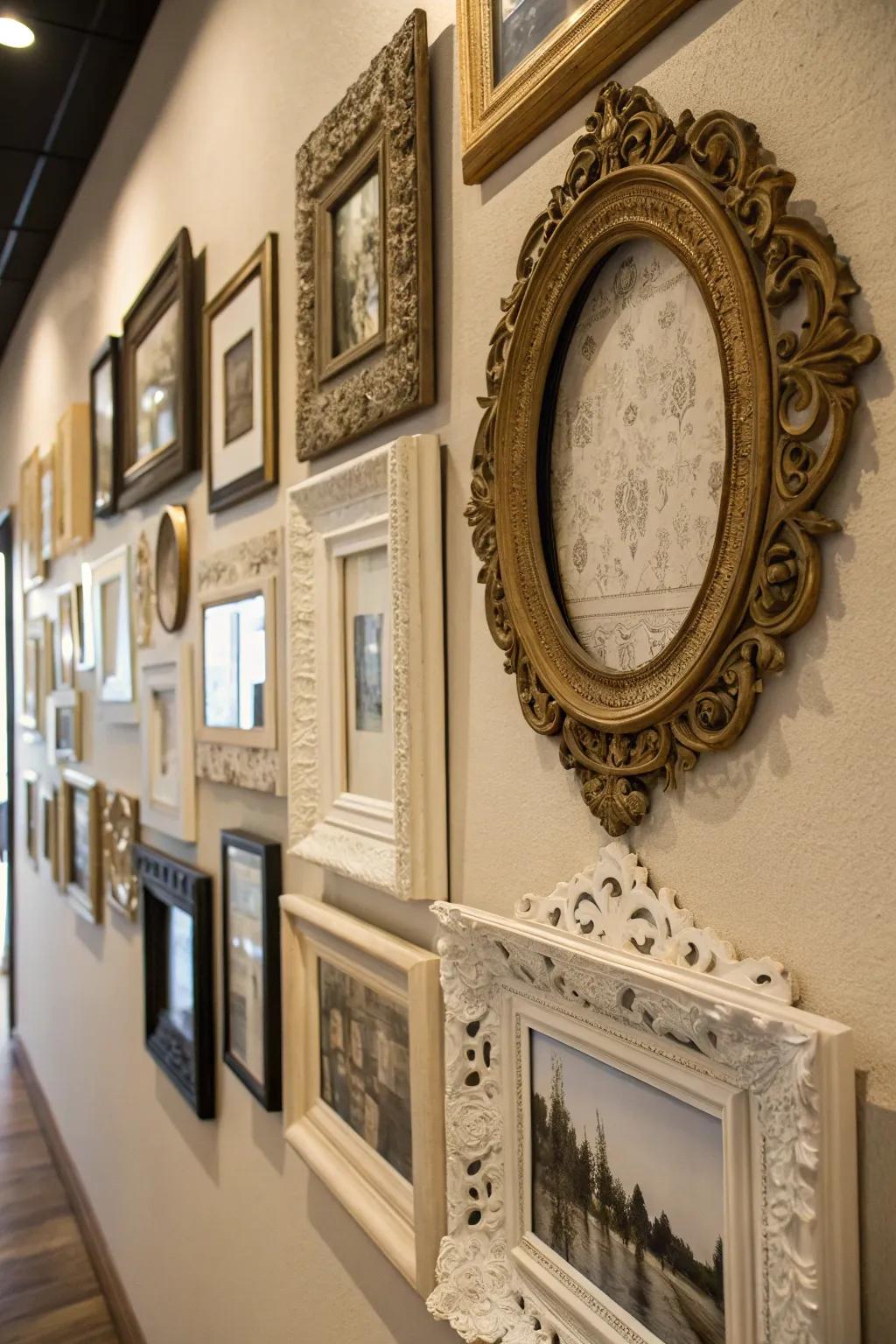 A diverse assortment of frames brings distinctive flair to any area.