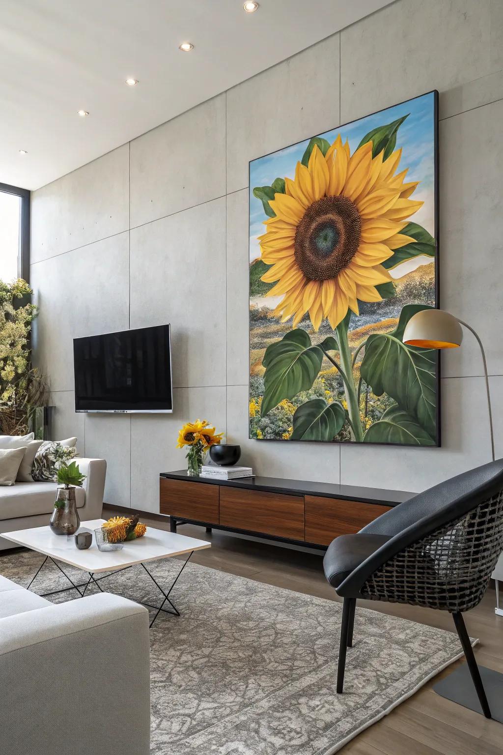 Sunflower wall art can act as a dynamic focal point in any setting.